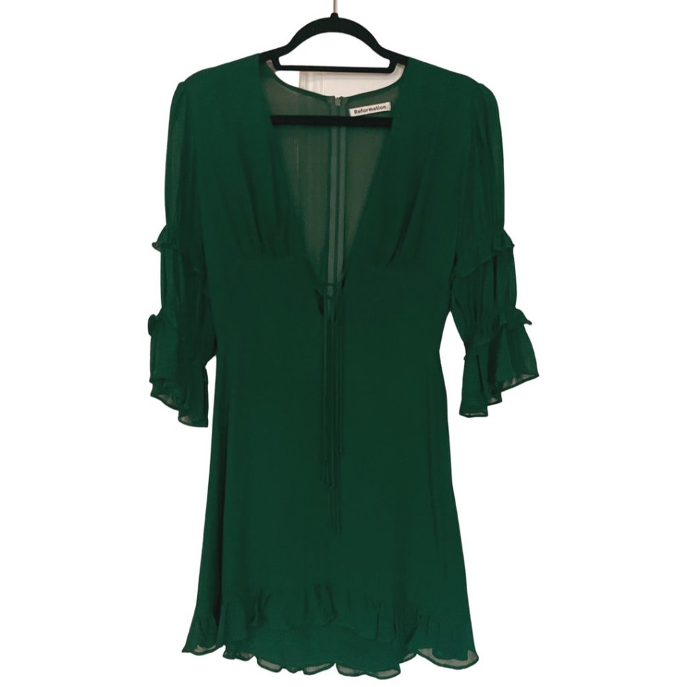 Reformation Laurelei Dress in Emerald Size 4 - Picture 3 of 7